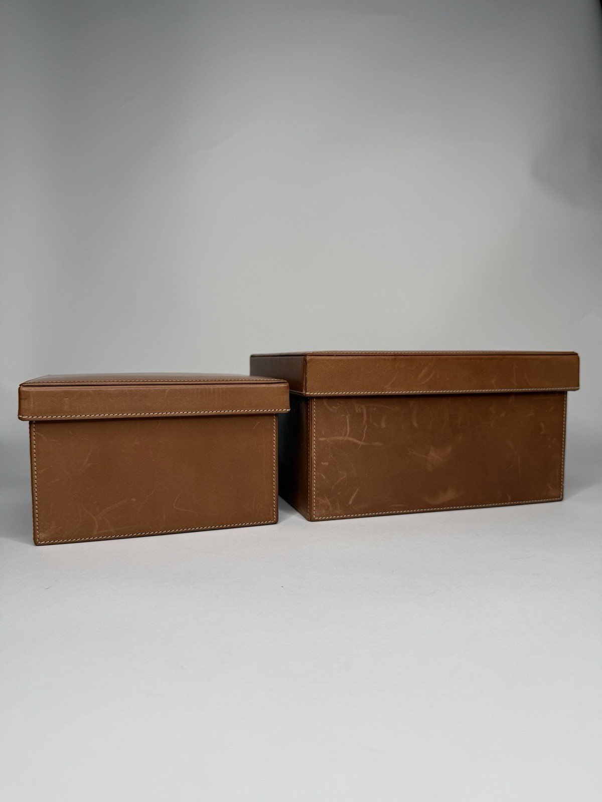 Rare Vintage COACH Home Decor Leather Storage Box Handmade In Spain 