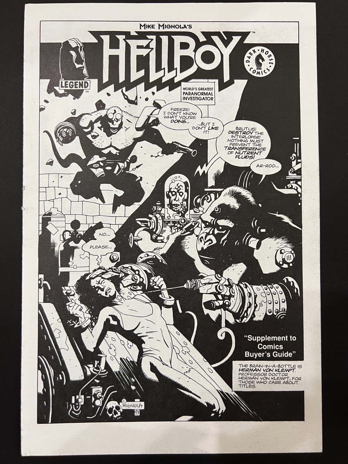 Hellboy - 1994 4 page Supplement to the Comic Buyers Guide 1070 Mike Mignola