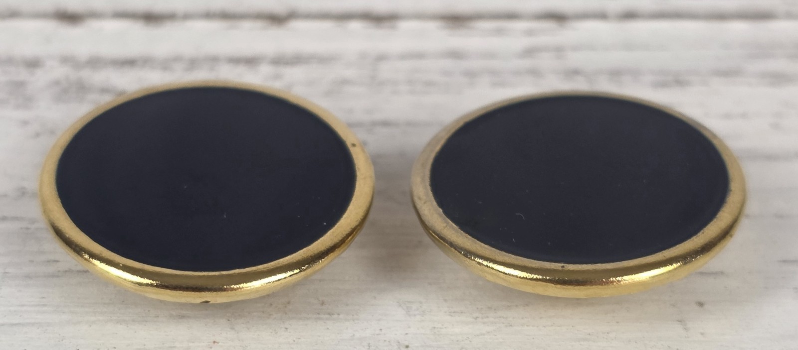 (2) Vintage MCM Gold Tone w/ Black Center Metal Shank Buttons