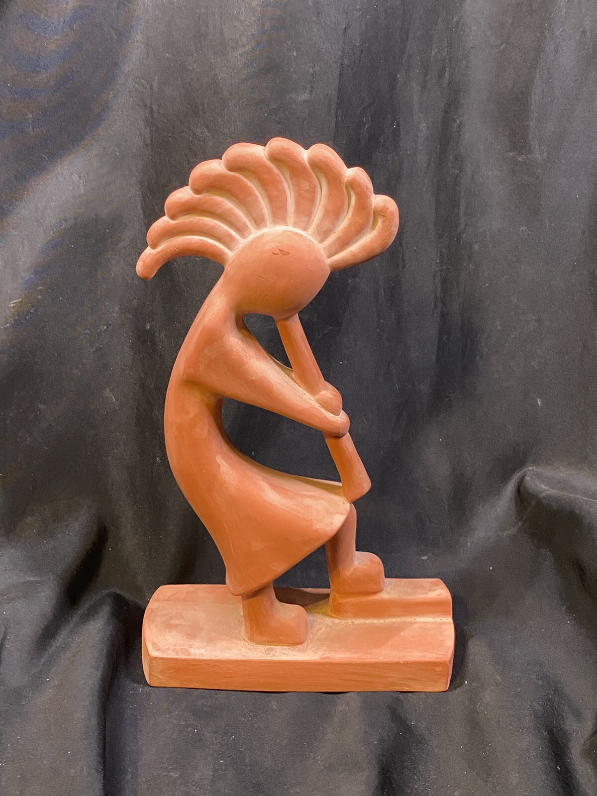 VINTAGE TERA COTTA KOKOPELLI TRIBAL DANCER SIGNED RISE 10.5” ARTISN MADE
