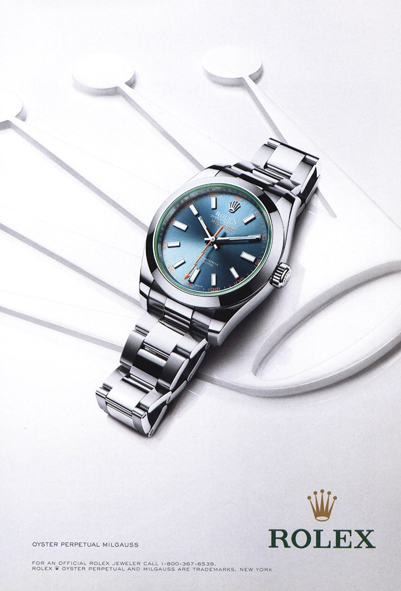 2014 Rolex Watch: Oyster Perpetual Milgauss Vintage Print Ad