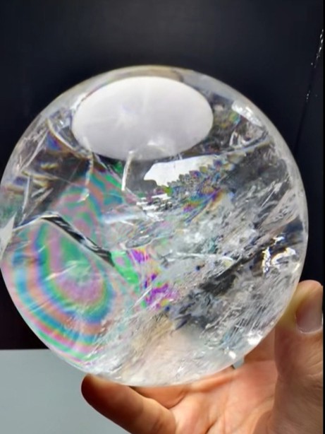 4.3LB Top Natural Clear Quartz Sphere Rainbow Crystal Ball Healing Gift 112mm