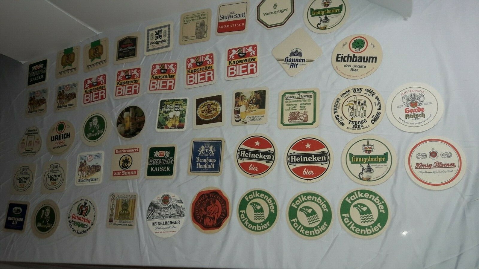 46 German Beer Bar Coasters, 1960s - 70s, Falkenbier, Heidelberger, Kasreiter++