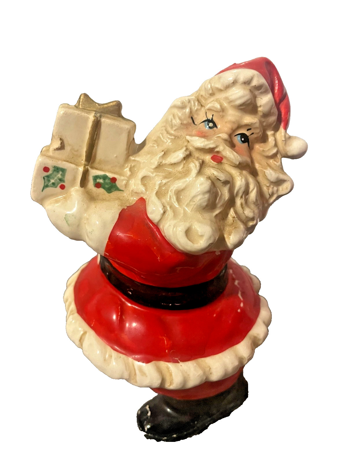 Vintage 1950s Christmas Santa Mr Claus ceramic figure presents