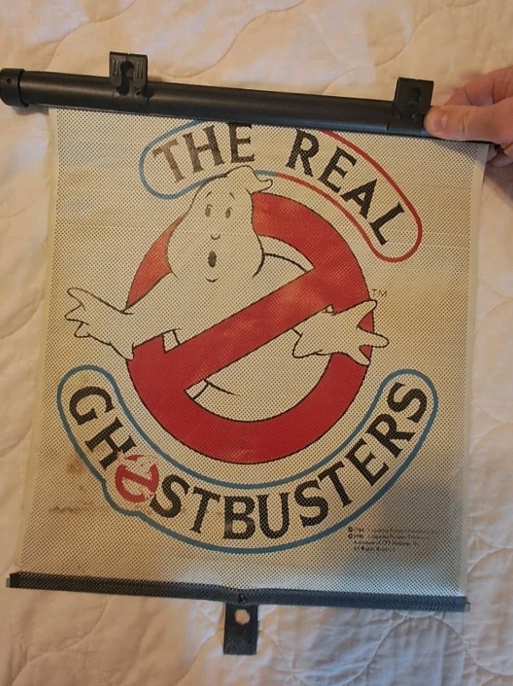 Vintage 1989 The Real Ghostbusters Car Window Roller Sun Shade TV Cartoon Merch