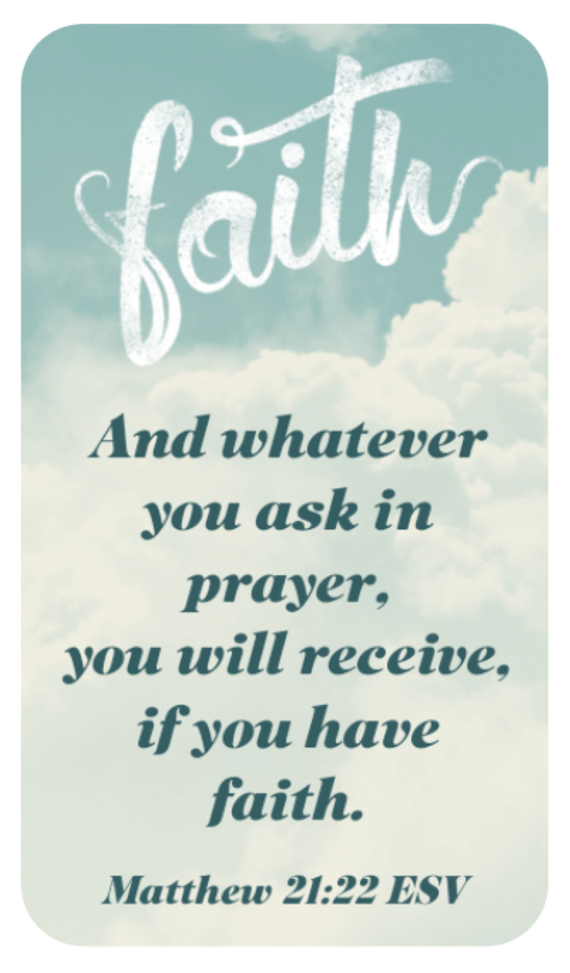 15 Christian Prayer Cards FAITH Bible Scripture Verse Matthew 21:22 ESV