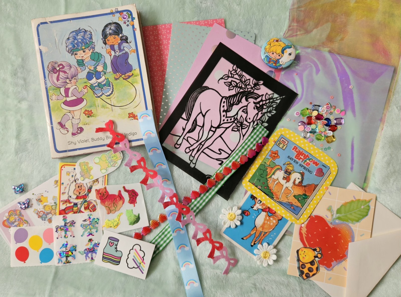 1983 Rainbow Brite Friends Hallmark Photo Album Stickers Scrap pack Buddy Blue 
