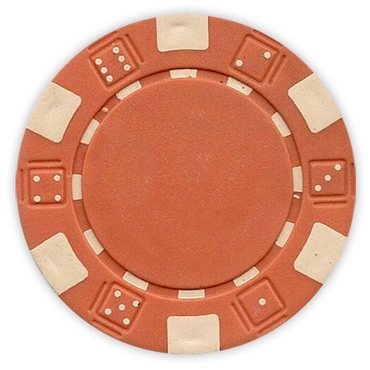 50 Da Vinci 11.5 gram Dice Striped Poker Chips, Standard Casino Size, Orange