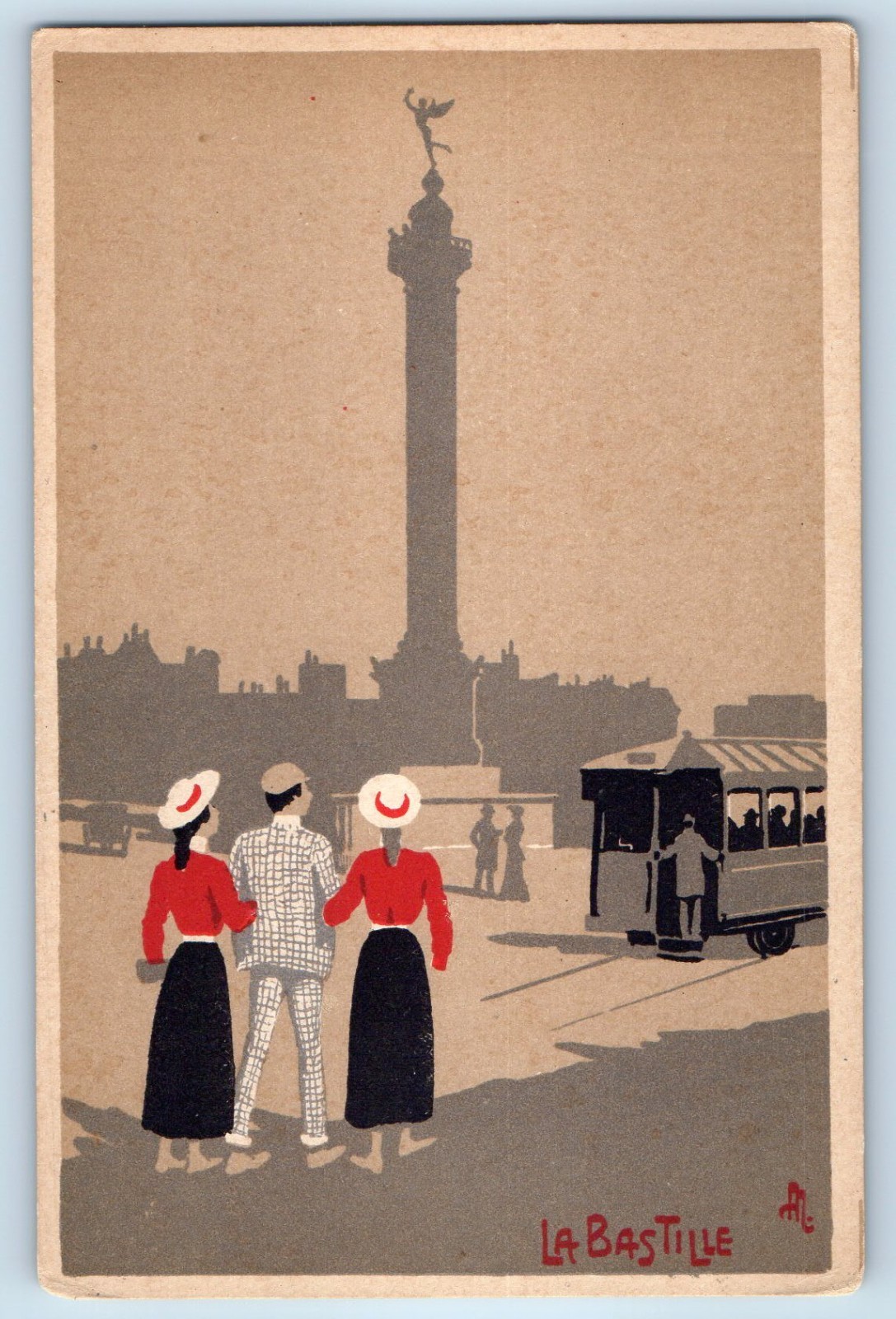 Paris Île-de-France France Postcard Place de la Bastille c1930\'s Vintage