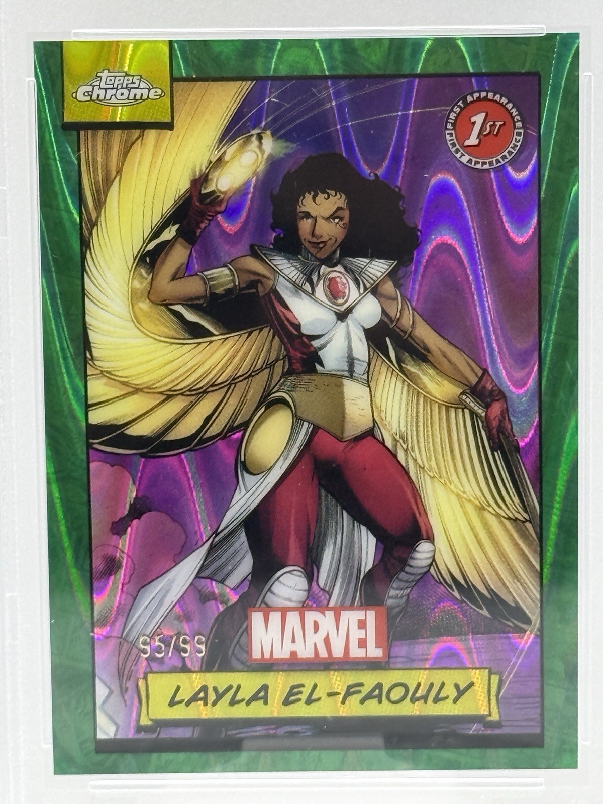 Topps 2024 Chrome Marvel Layla El-Faouly #121 Green Gamma RayWave PSA 9 /99