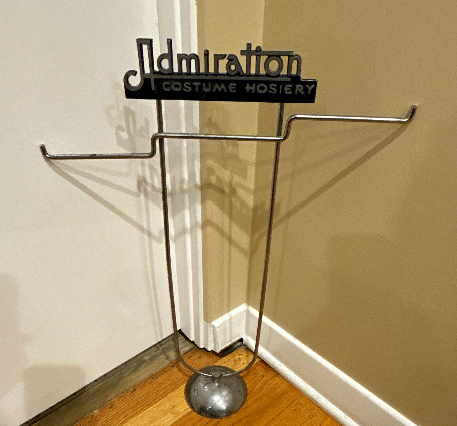 Vintage 1930’s Admiration Costume Hosiery Silver Metal Store Display Stand 
