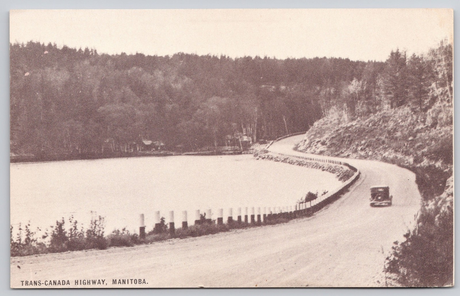 Manitoba MB Trans Canada Highway Conoco Touraide Automobile Postcard c1940s