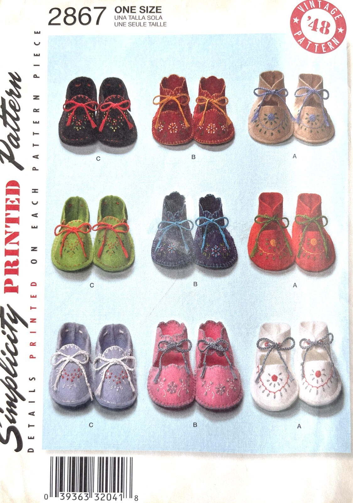 Simplicity Baby Booties Pattern 2867 UNCUT