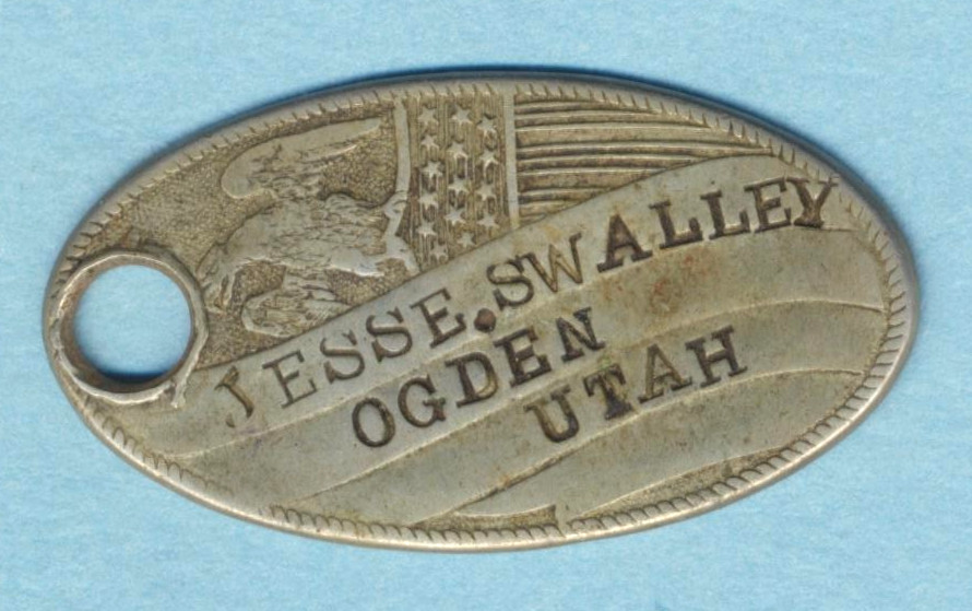 Civil War Dog Tag  Jesse Swalley  Ogden, Utah  