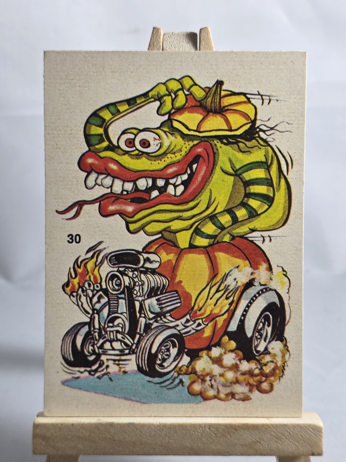 Vintage 1971 Donruss Odd Rods All Star Pumpkin Car #30 Sticker Card
