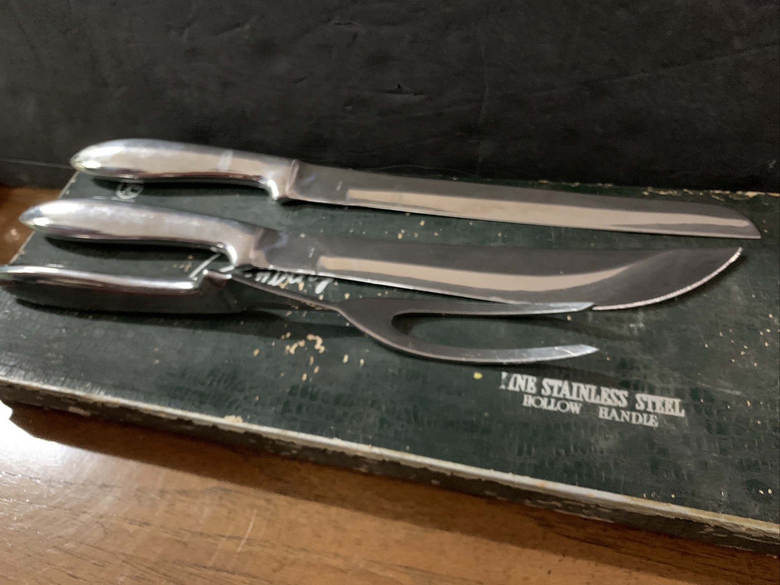 vintage  Mid Century Stainless steel carving set 3 piece box  Knife Carving Fork