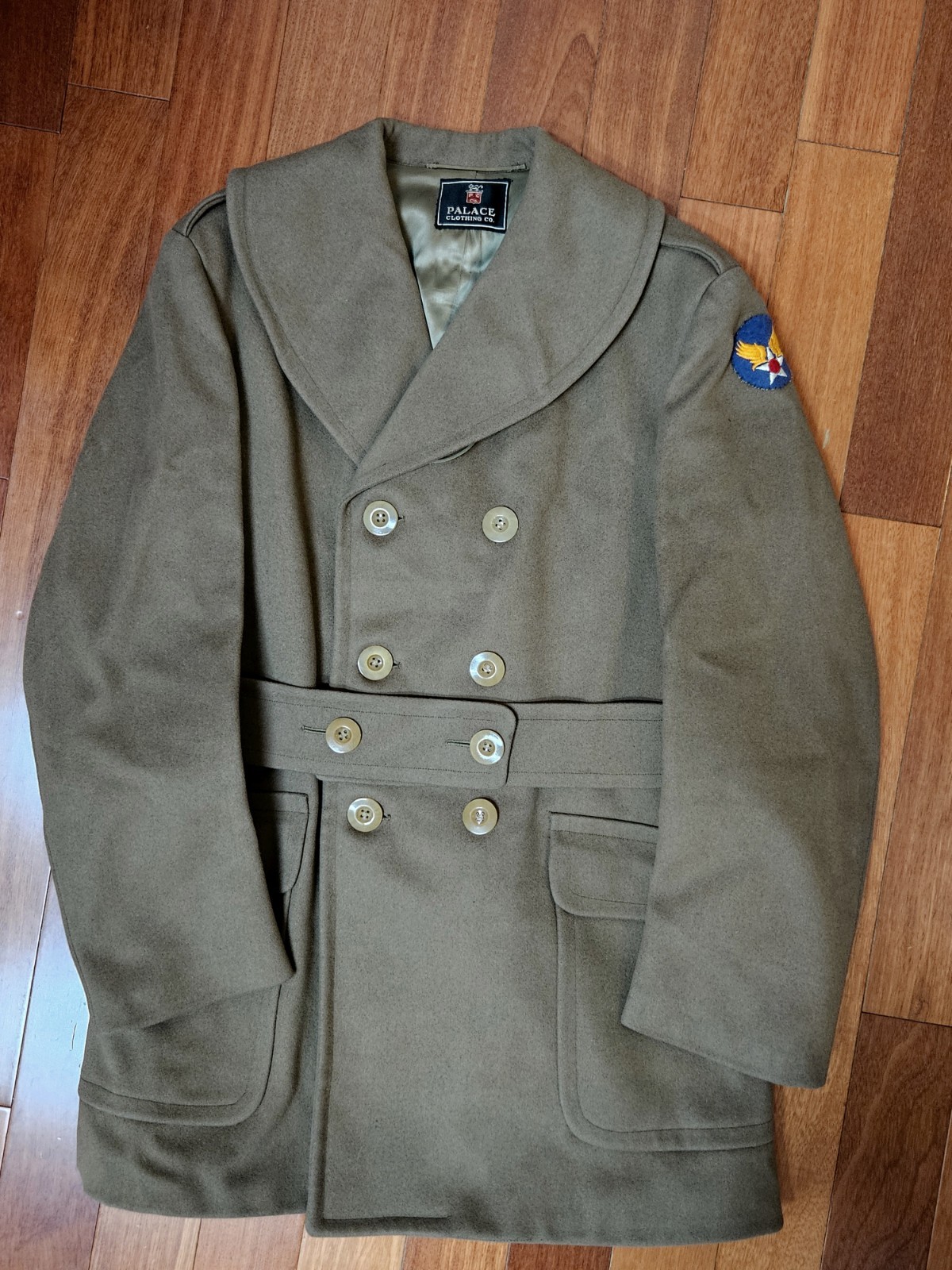 Vintage WW2 US Air Force Officer Overcoat Mackinaw Jacket Coat Air Corps