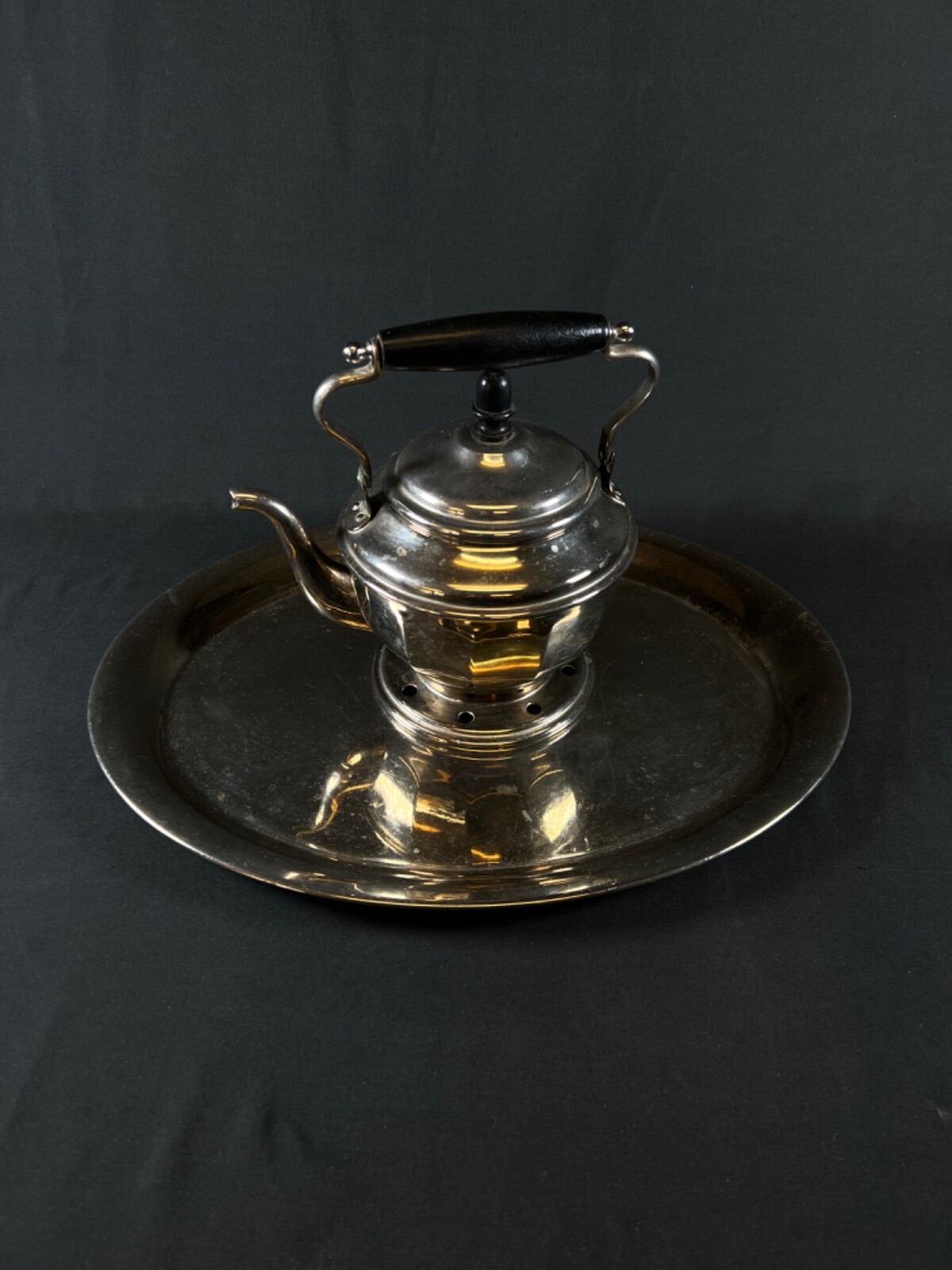 Vintage JOS. HEINRICHS Copper Tilt Tea Pot Hot Water Server with TRAY RARE