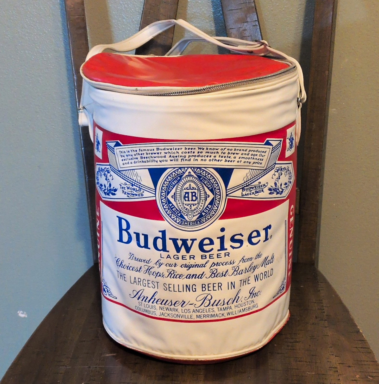 Vintage RARE Budweiser Thermo-Keep Vinyl Insulated Cooler Nappy