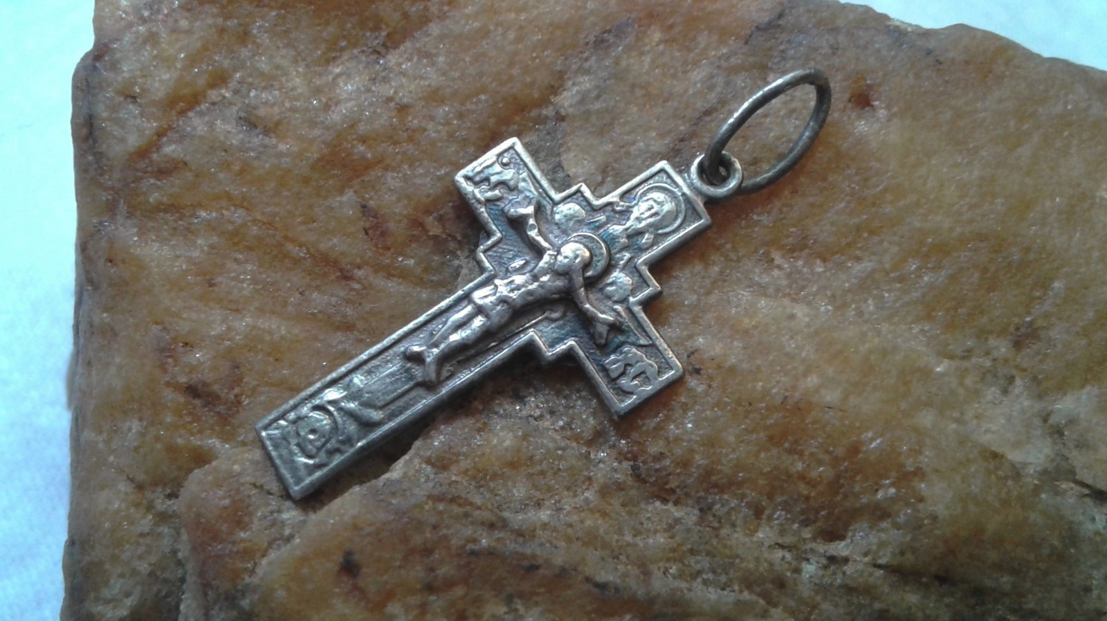 VTG / ANTIQUE SOLID STERLING SILVER ORTHODOX CROSS CRUCIFIX “HOLY FACE OF JESUS”