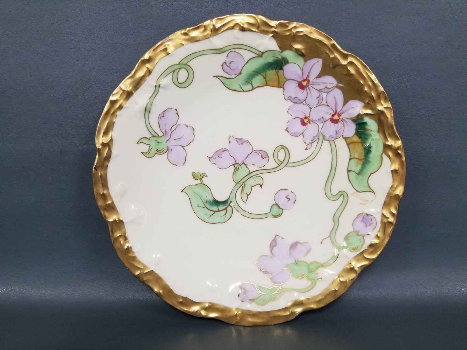 Antique Elite Works Limoges French Floral Hand Painted Plate 9