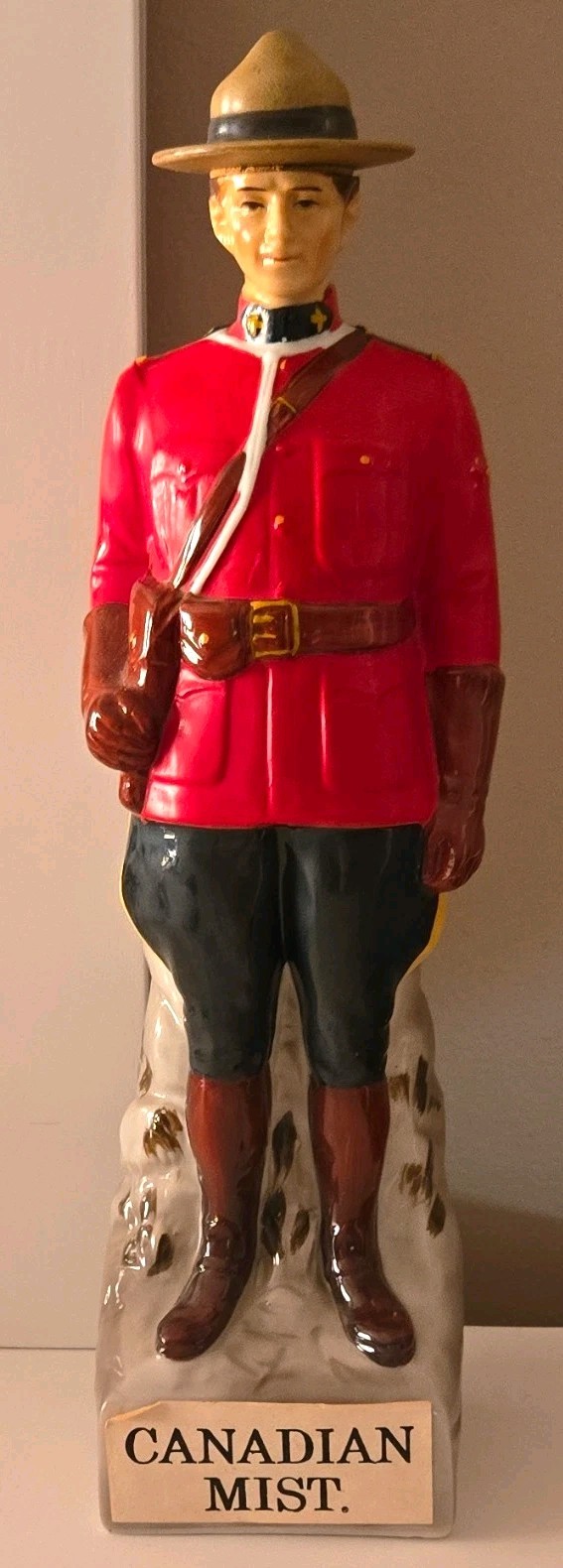 Canadian Mist Mountie Figural Liquor Decanter Bottle w/ Hat Cork Stopper