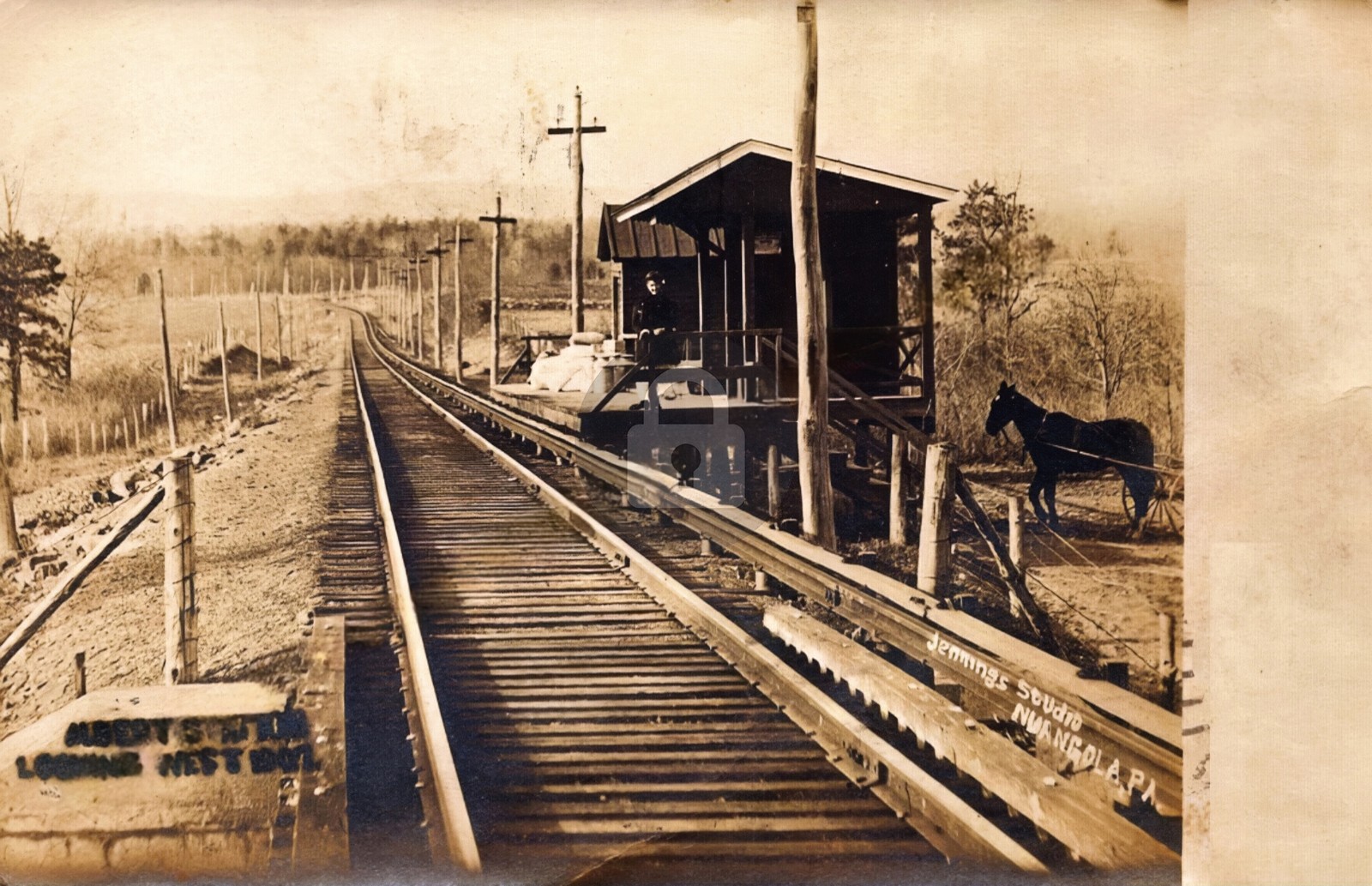 Wilkes-Barre & Hazleton Rwy Albert PA station 1908 RPPC Postcard COPY