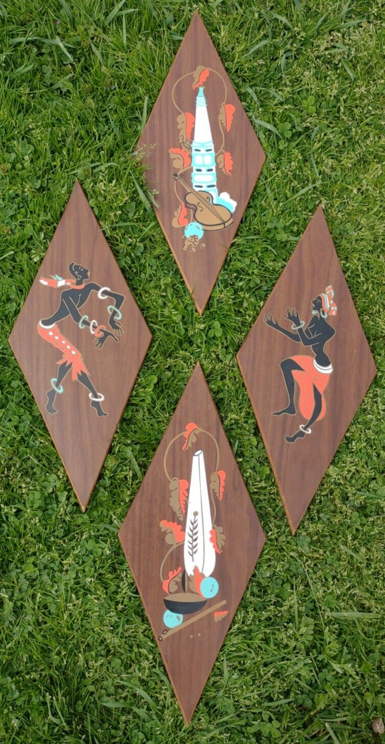 vintage Turner Wall Art Mid Century dancer instruments diamond set USA hanging vintage Turner Wall Art Mid Century dancer instruments diamond set USA hanging