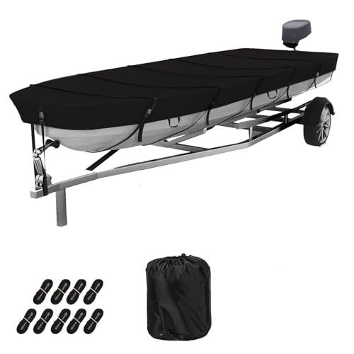 Jon Boat Cover 12-14ft 420D Waterproof Covers Fit12-14FT Boat, Black