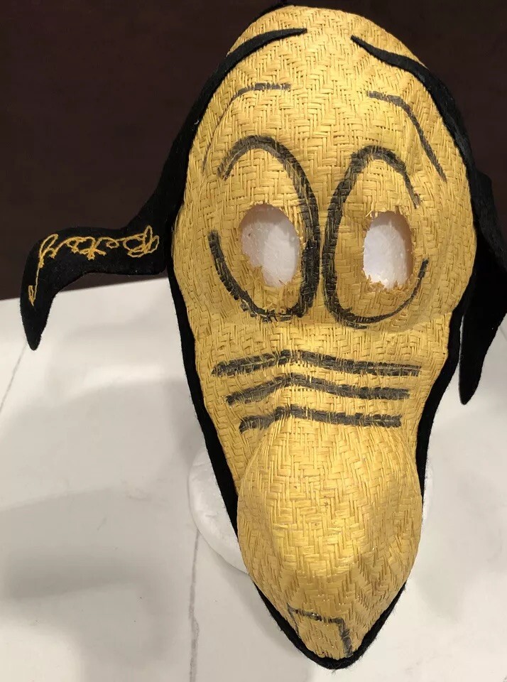 Rare Vintage 1960s Disneyland Woven Straw Pluto Mask Embroidered Ear 