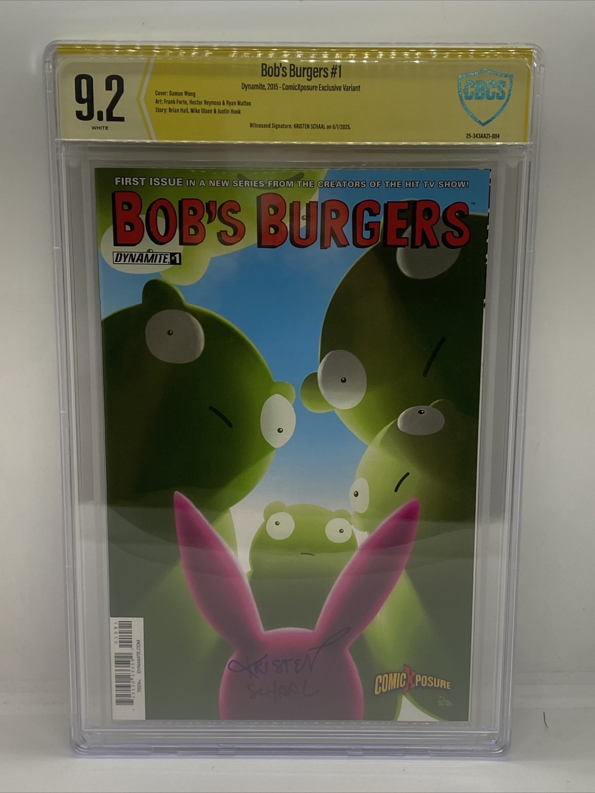 Bob\'s Burgers #1 CBCS 9.2 Exclusive Variant Signed By Kristen Schaal Dynamite