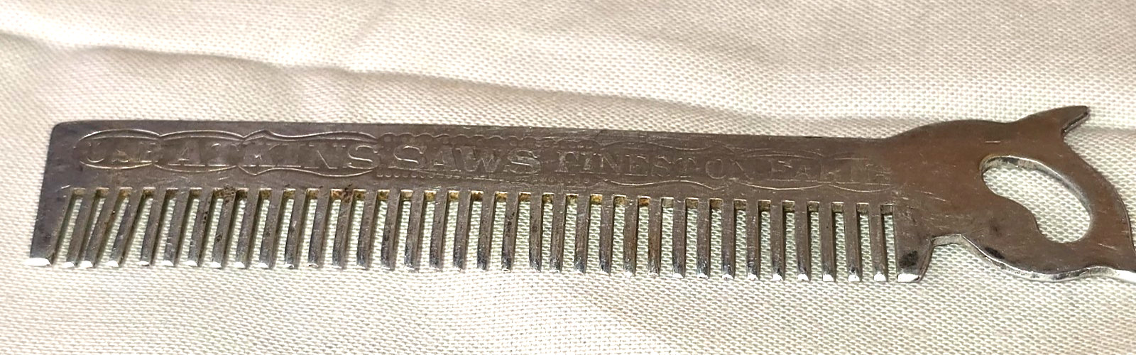 Antique E.C. Atkins Saws Advertising Metal Mustache Beard Comb c.1900