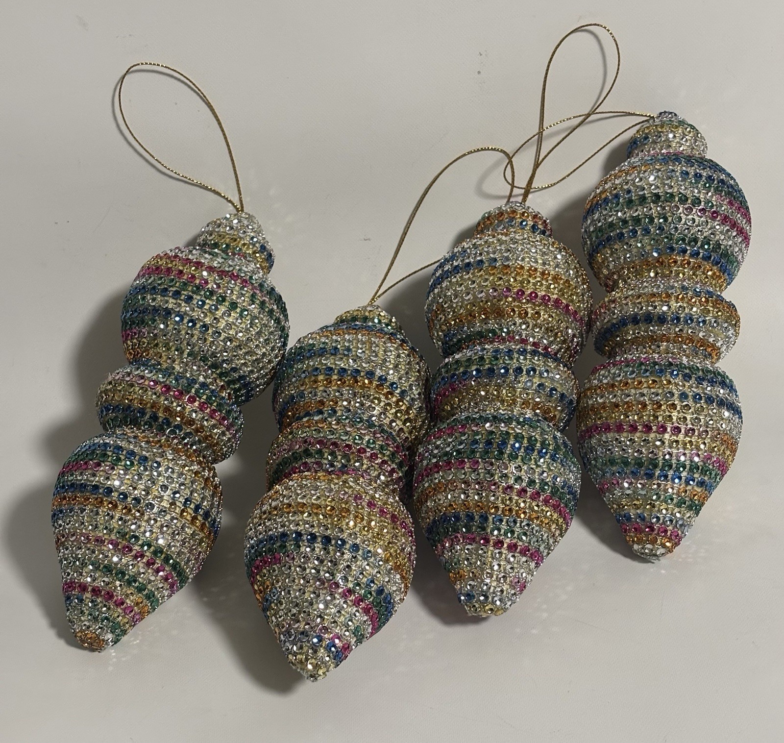 Kitsch Christmas Drop Ornaments Large 8” Handmade Vintage Sparkle Rainbow 🌈