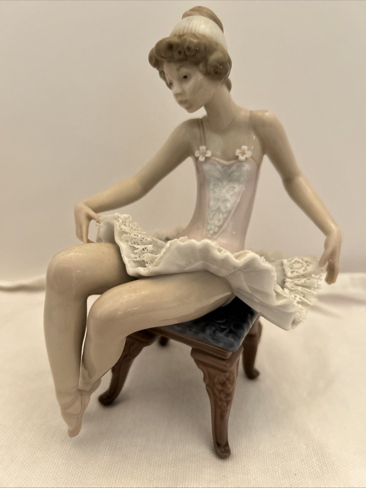 DAMAGED Lladro “pretty Ballerina” Figurine #5499 Seated On Stool AS IS.