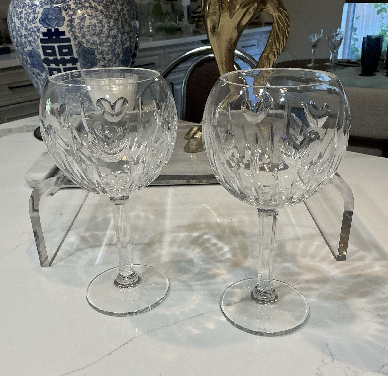 Pair-Waterford Crystal Millennium Collection”LOVE” Toasting Goblets(Hocks)
