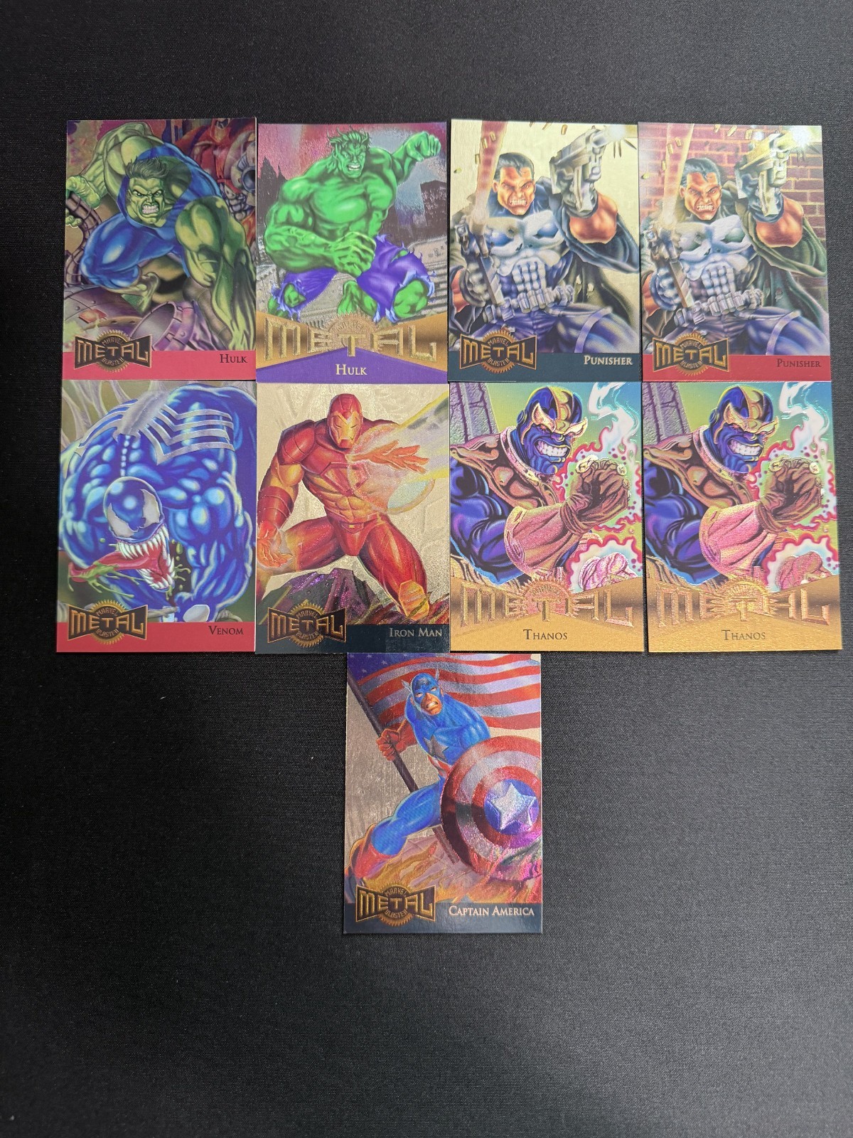 Lot of 9 - Fleer Marvel Metal Lot of all Holos - NM