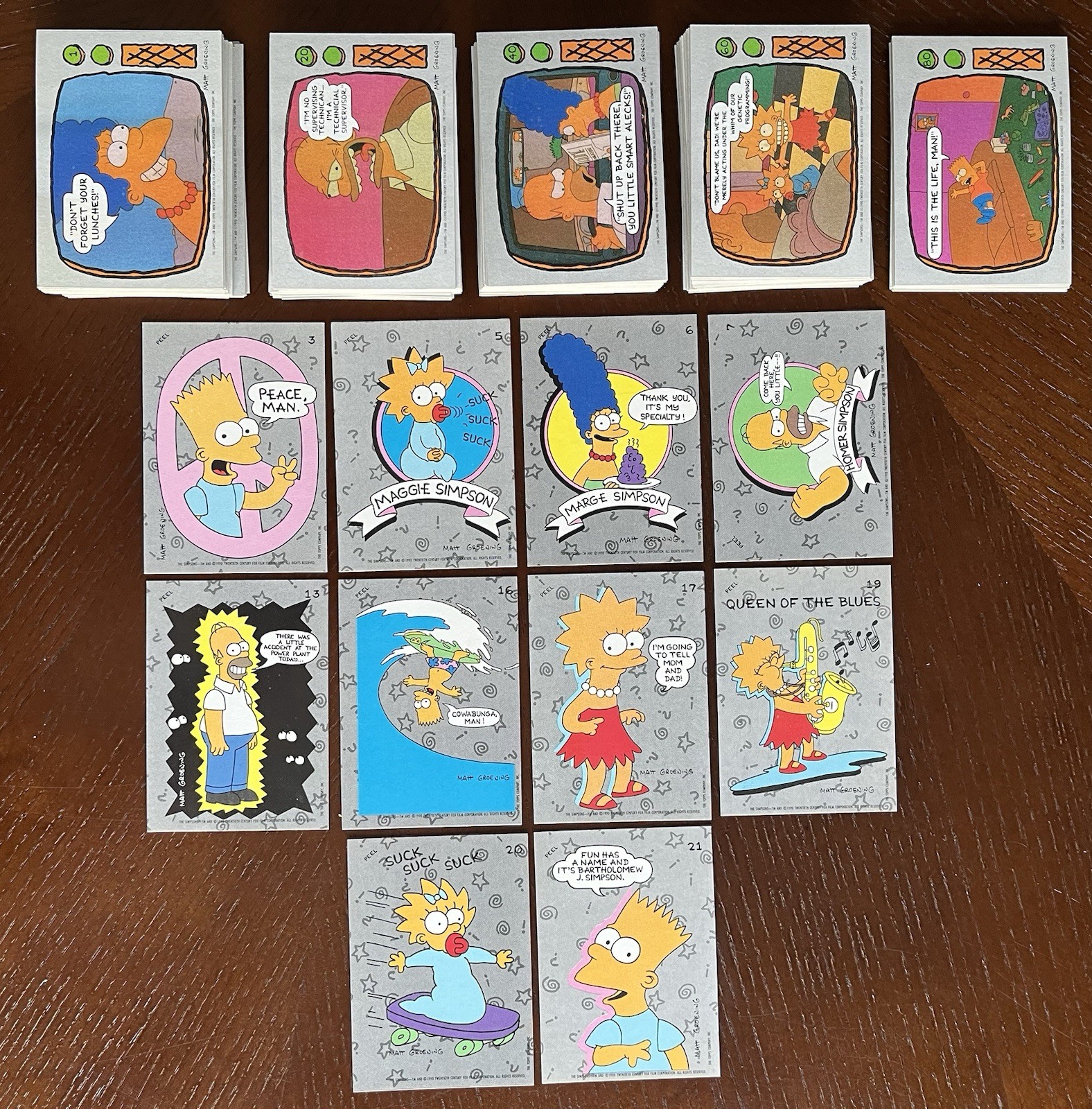 1990 Topps The Simpsons Complete 88 Card Base Set & 10 Stickers Bart Rookie RC