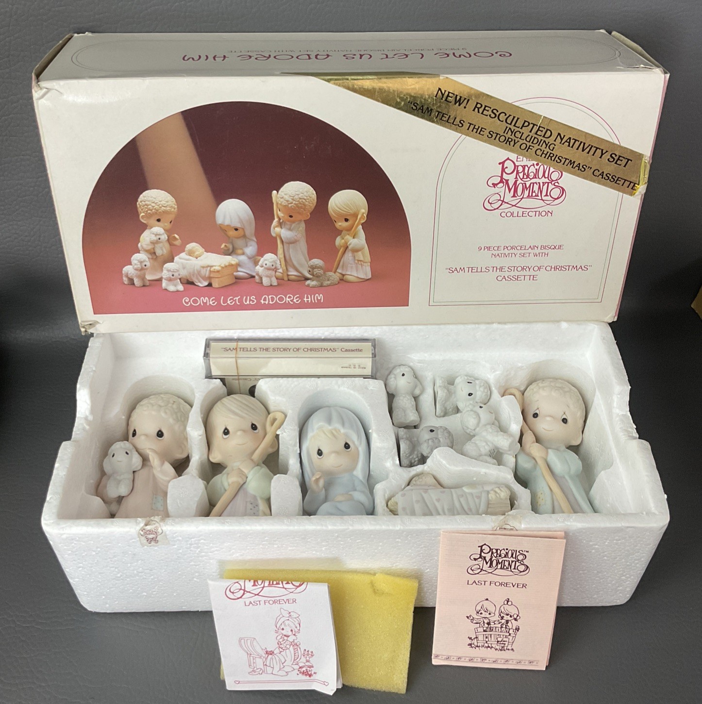 Precious Moments Vintage 9 Pc Nativity Set  Come Let Us Adore Him Complete 1986