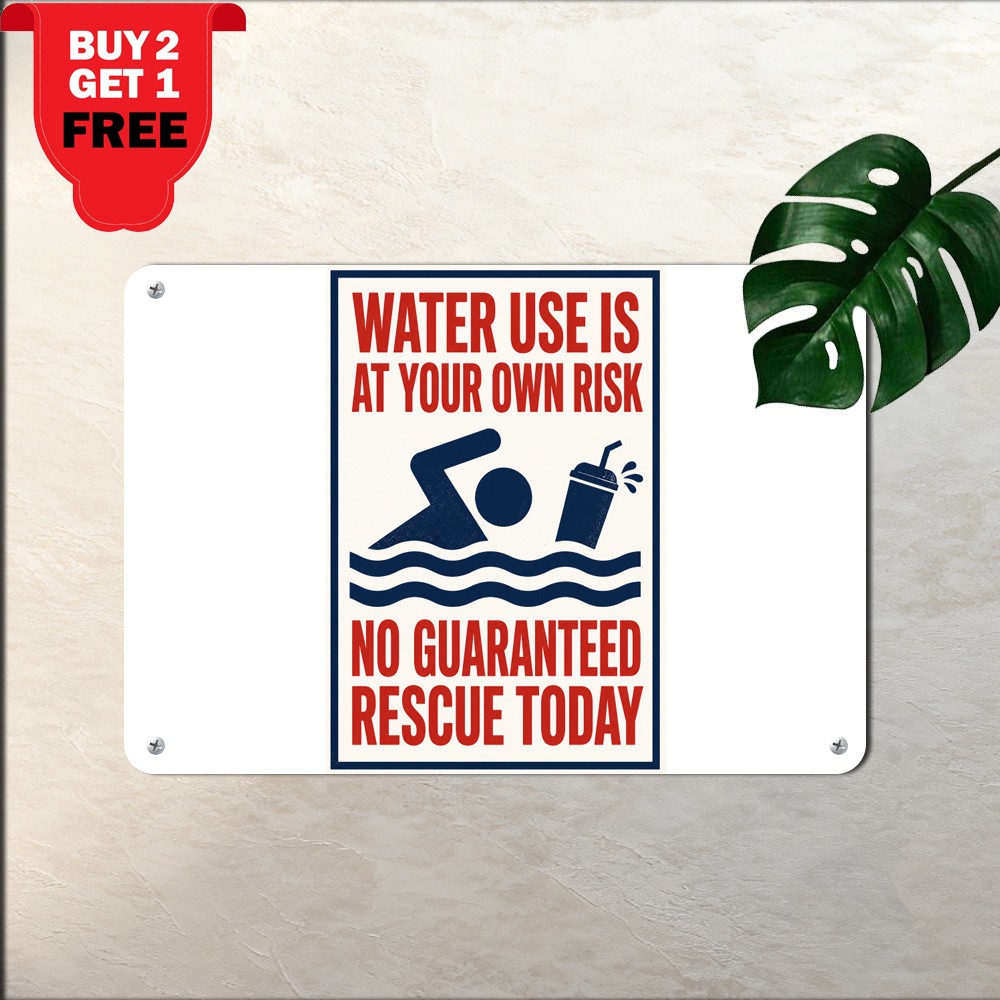 Red Caution Swimming Warning Tin Sign Pool Safety Notice Metal Plaque 8x12