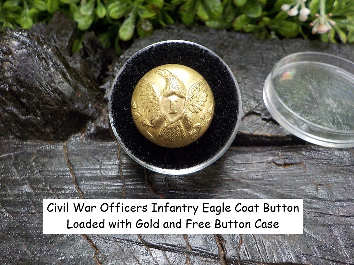 Old Rare Vintage Antique Civil War Relic Eagle Infantry Coat Button Free Case