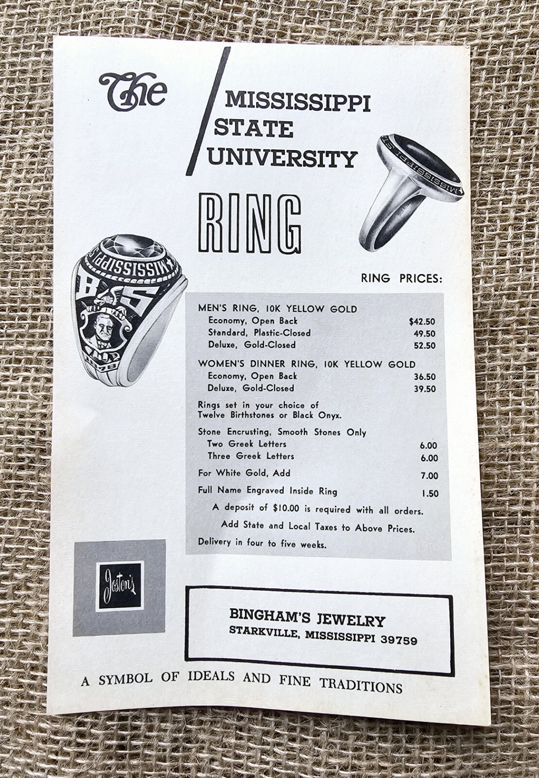 Vintage 1969 University Of Mississippi State Graduation Ring Form