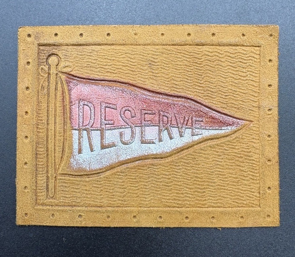c1910 Western Reserve University Pennant Tobacco Leather Case Western 2x2.5