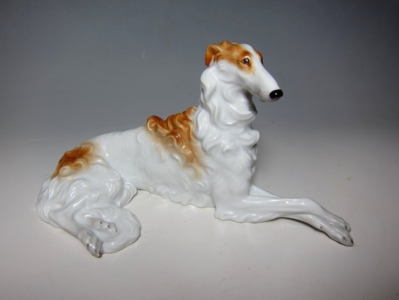 Handpainted Austrian AUGARTAN Russian Borzoi Wolfhound Dog ,MInt condition