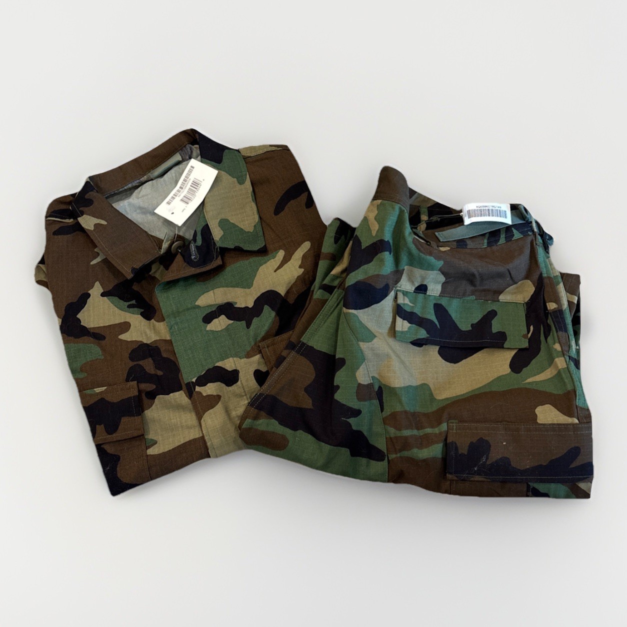 Vintage 80s US Army USGI Woodland Camo BDU Combat Shirt & Field Pants XL NWT