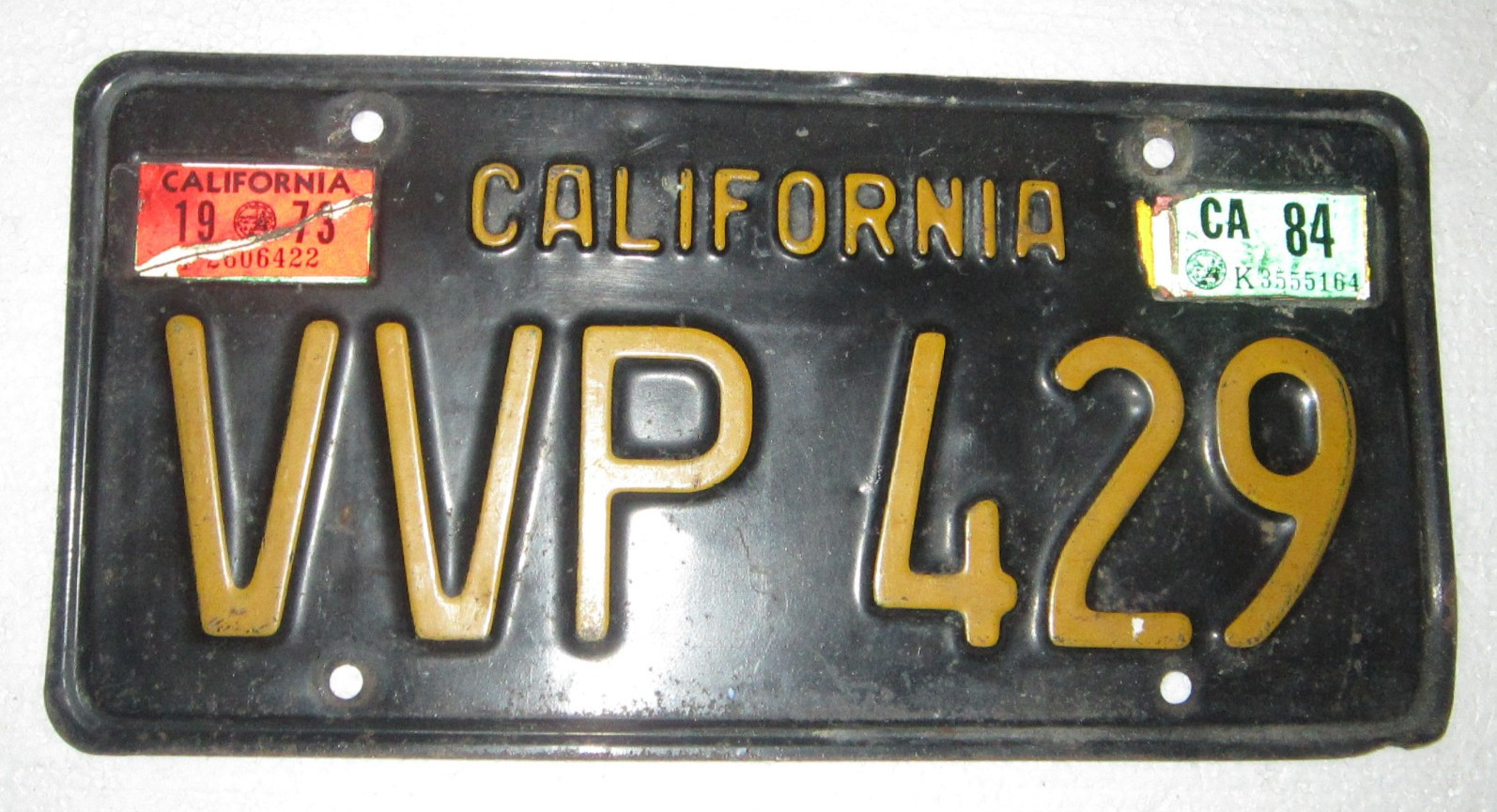 VINTAGE BLACK 1963 CALIFORNIA LICENSE PLATE \'VVP 429\' 1984 TAG man cave wall art