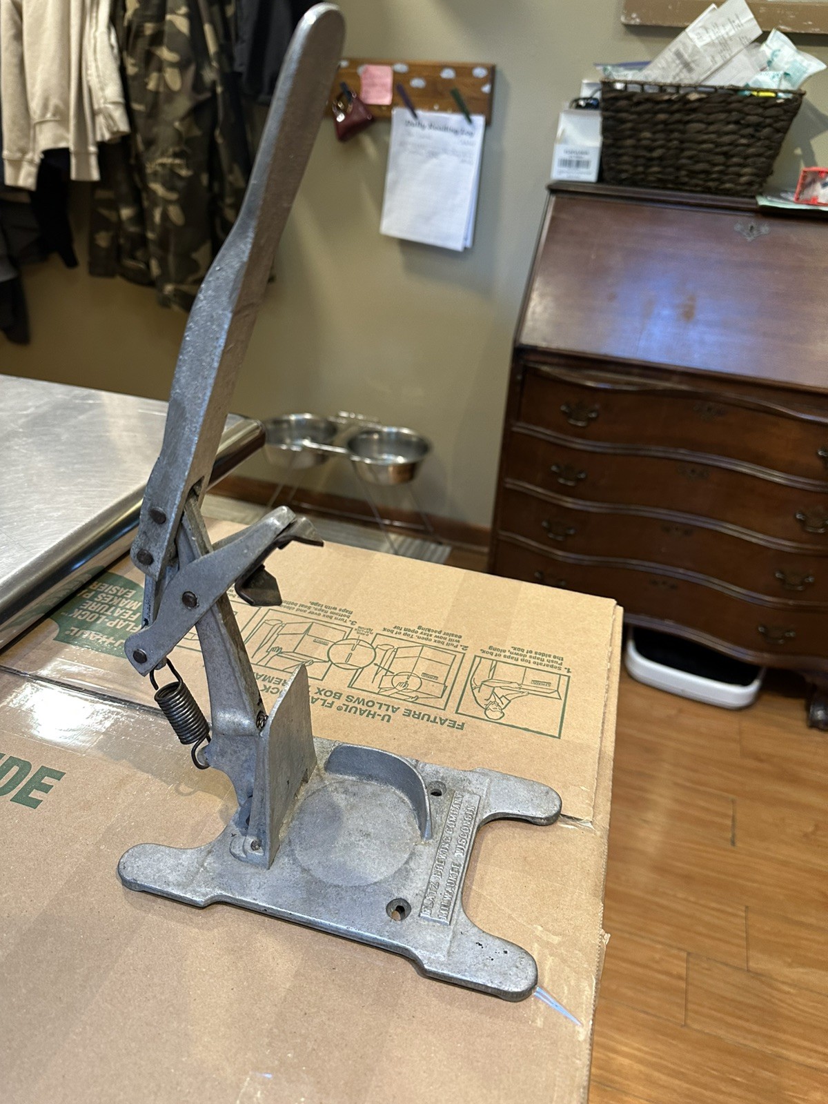1930s Blatz Brewing Co. Counter Mount Flat Top Piercing Can Opener Milwaukee WI.