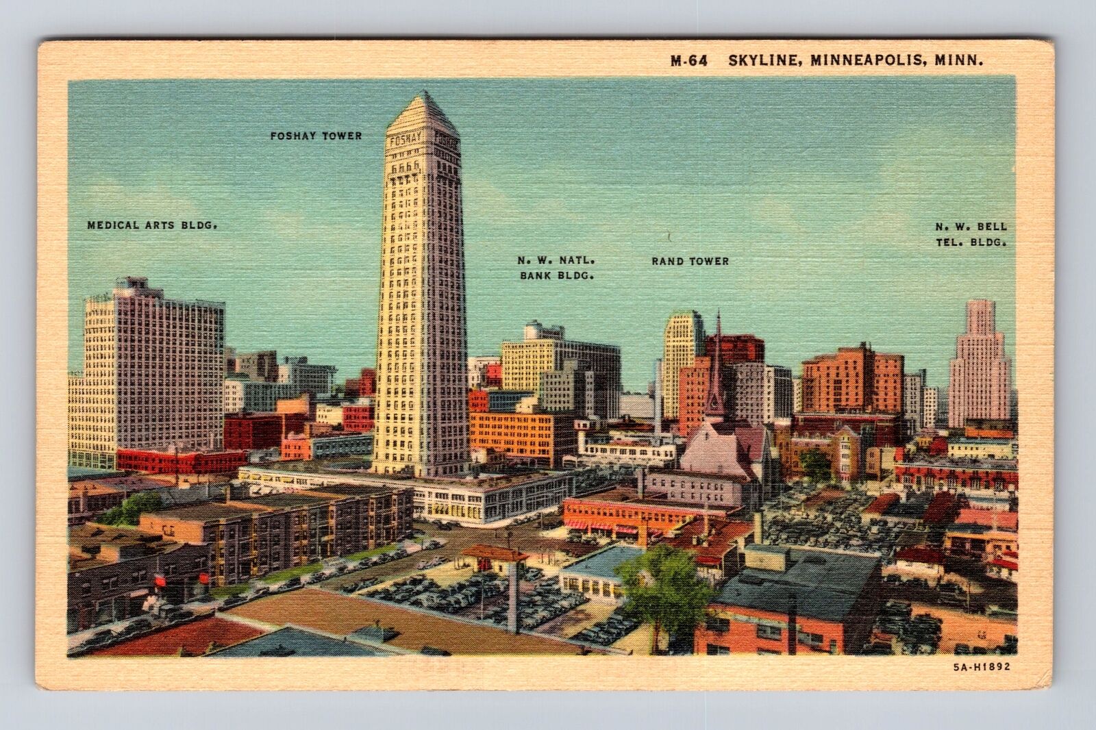 Minneapolis MN-Minnesota, Aerial Of Skyline, Antique, Vintage Souvenir Postcard