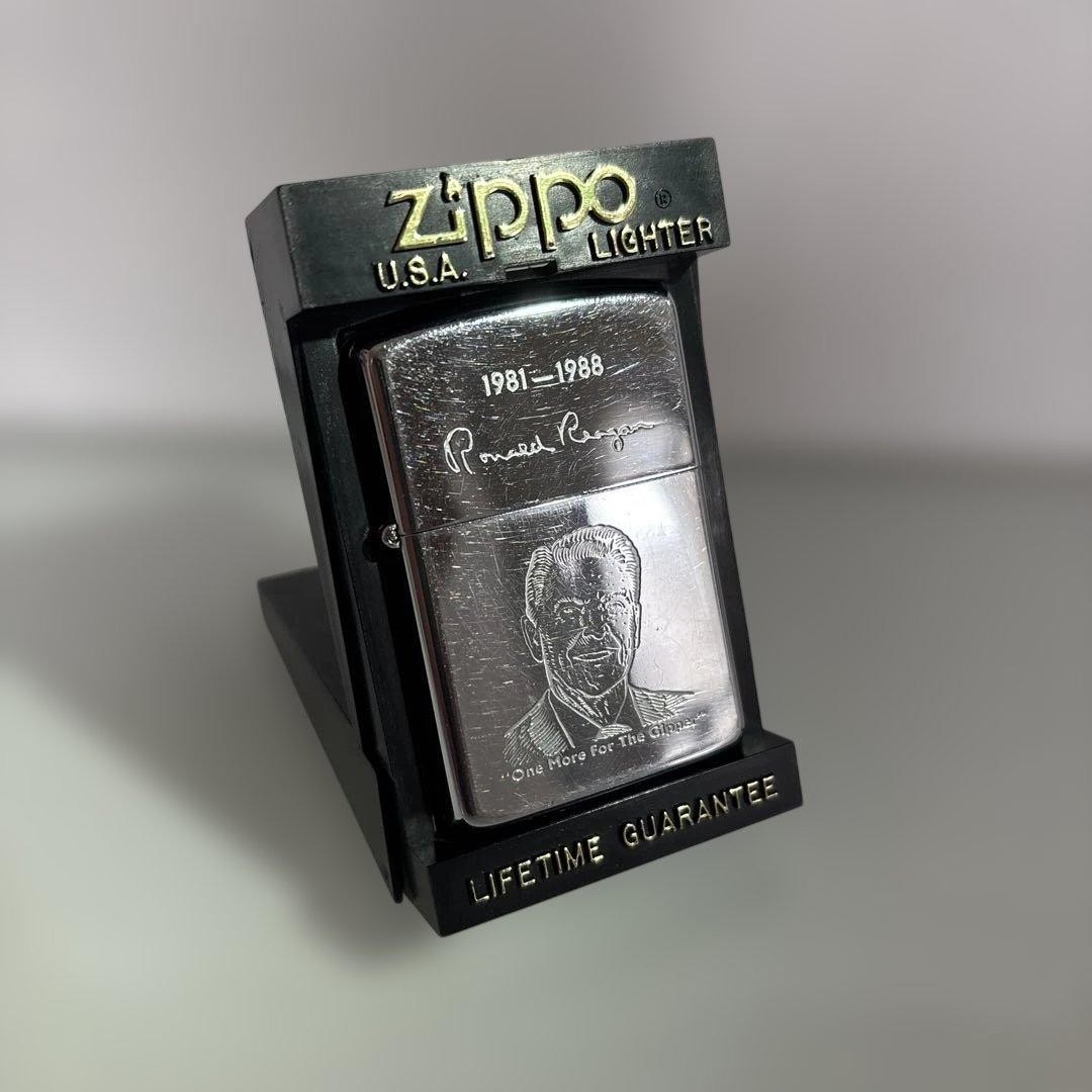 Zippo lighter featuring President Ronald Reagan, made in 1989