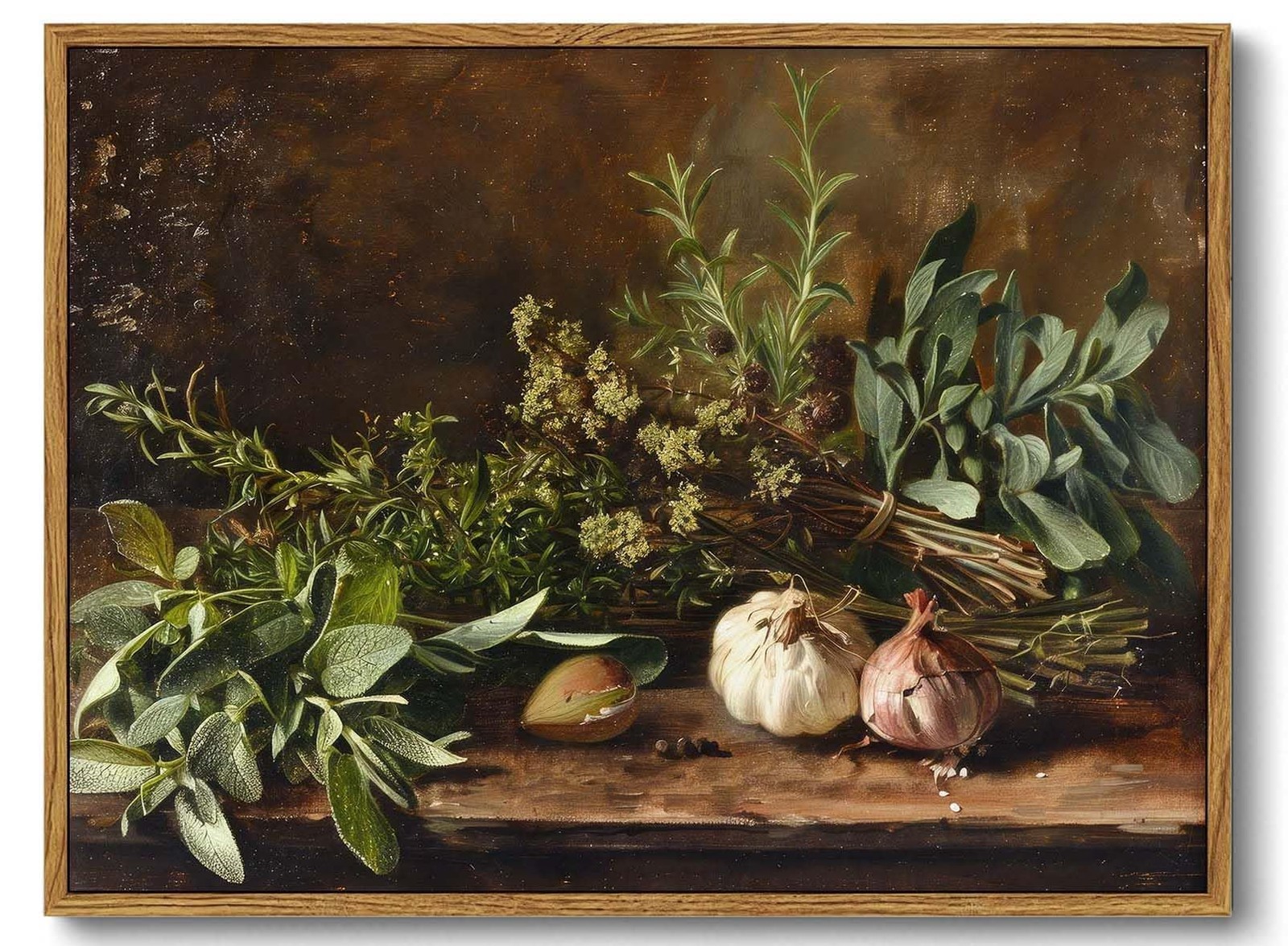 Xlartmy Framed Canvas Wall Art Vintage Aesthetic Kitchen Wall Decor Botanical