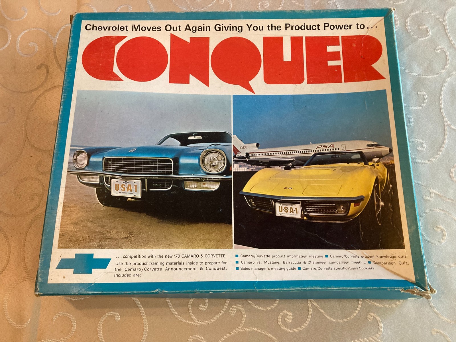 Vintage 1970 Chevy Camaro Corvette CONQUER Dealer Sales Training Kit Promo